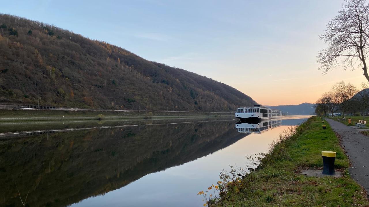 Direkter Moselblick I Altbau I 4 Personen I Terrasse Apartment Sankt Aldegund Bagian luar foto